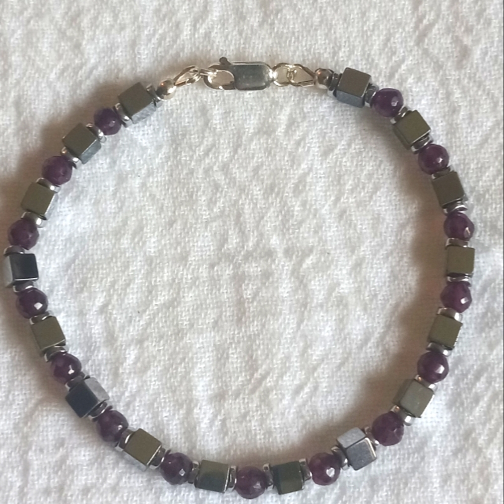 Garnet & Hematite Men's Bracelet